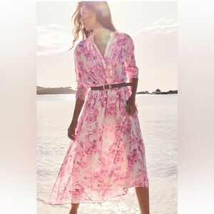 Zara floral ruffle printed dress with belt